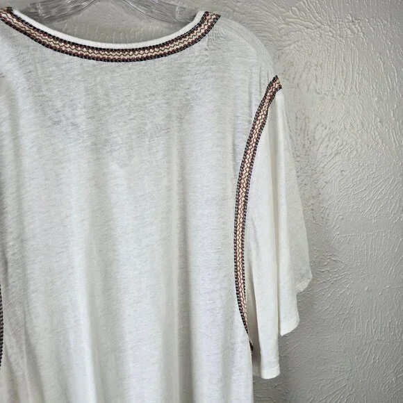 Garnet Hill Shift Sz Dress XL White Organic Linen Southwestern Boho Relaxed Fit - Picture 11 of 12